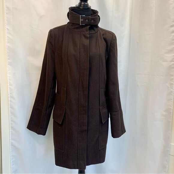 ZARA chocolate brown high neck coat Sz XL - Picture 9 of 9